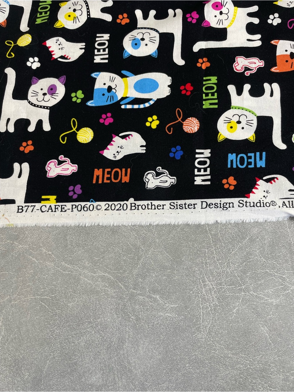 NEW “Meow Cats” Black Multicolor Cat Print Fabric- Brother Sister Design Studio - Picture 3 of 5